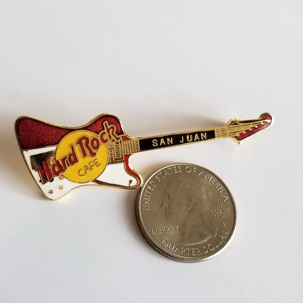 Vintage Hard Rock Cafe pin red and white guitar San Juan brooch hrc